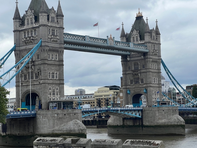 Tower Bridge in London over the River Thames.