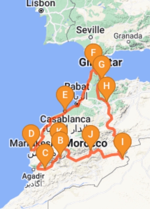       Map showing locations in Morocco.
  