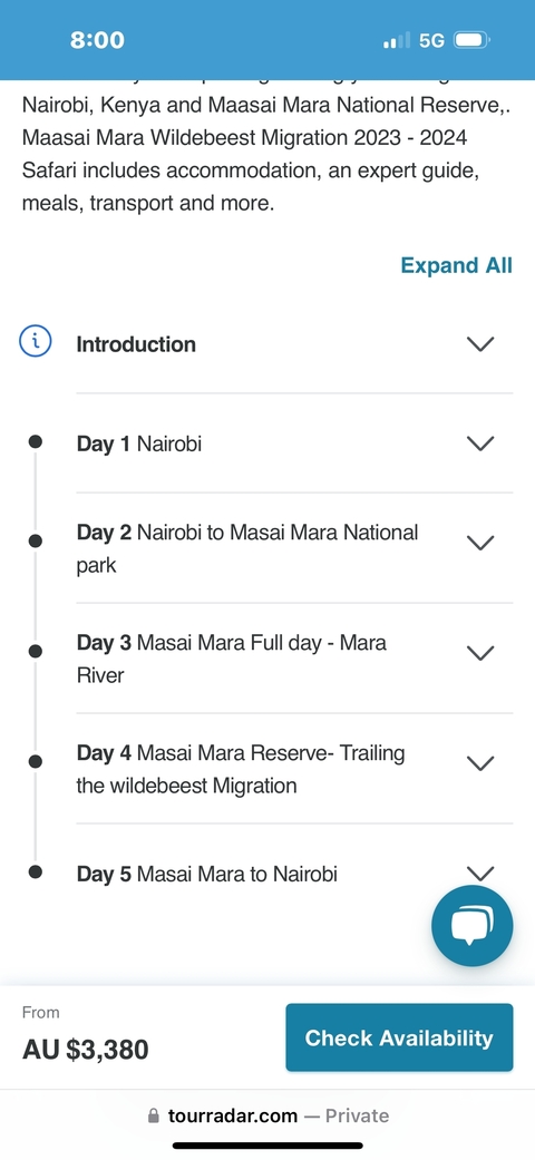 Image of a travel itinerary showing day plans.