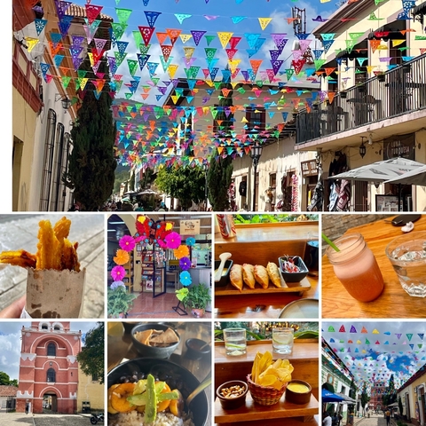       Collage of cultural decorations, food, and street scenes
  