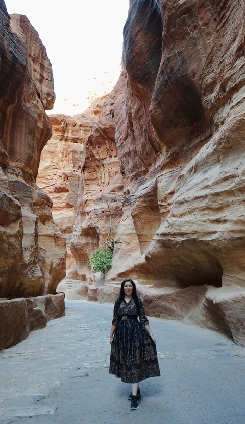Narrow canyon with high walls of sandstone.