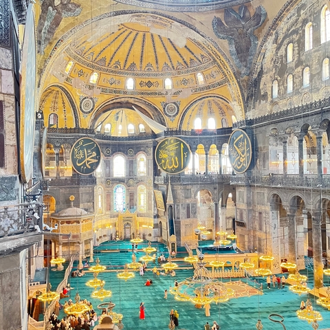       The interior of a grand historical building with ornate decorations
  