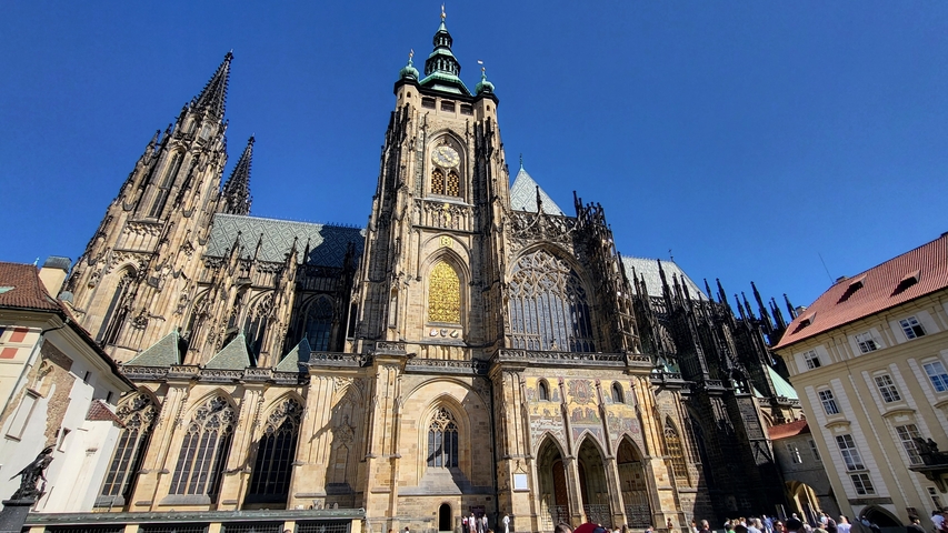       Gothic cathedral with ornate details.
  