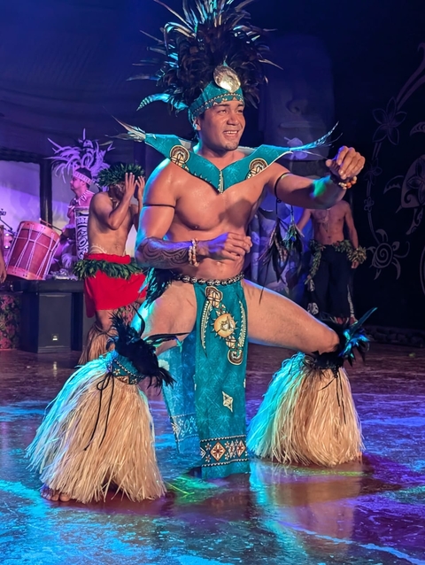       Energetic dance performance in traditional costume.
  