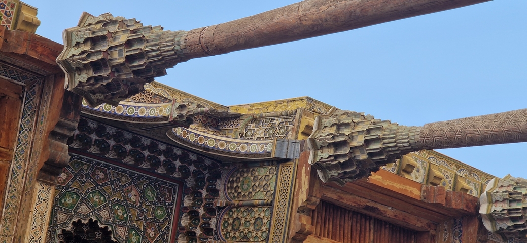 Intricate architectural carvings and decorations on a building