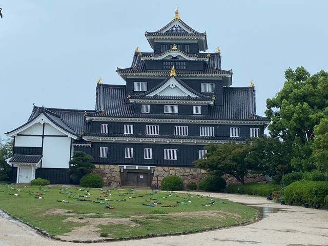 Traditional castle with a decorative roof in Japan.