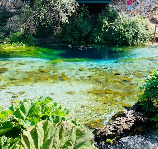 Clear water pool with green and blue hues.