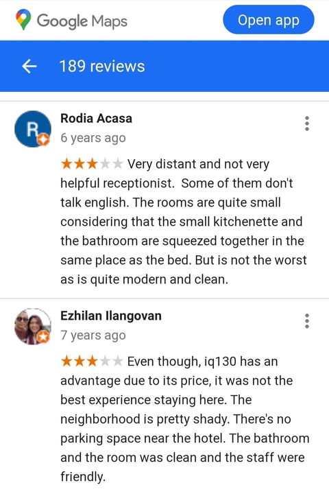 Image of a negative online review in English.