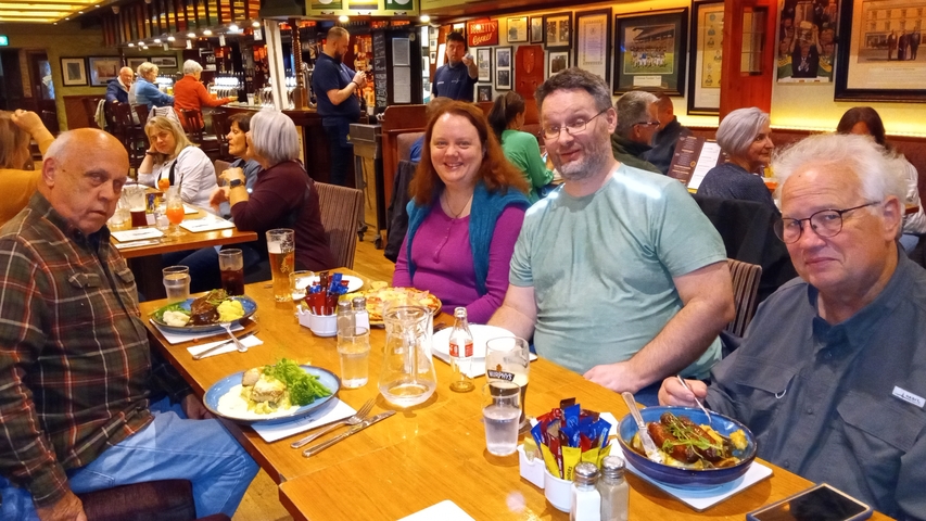 People dining in a restaurant.