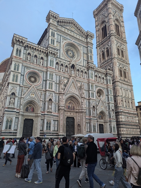 Facade of a historic cathedral with intricate architecture.