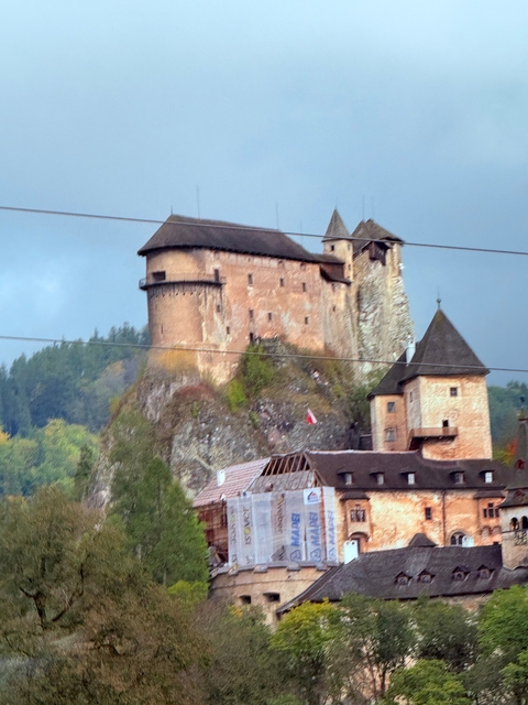 Medieval Orava Castle on a rocky hill