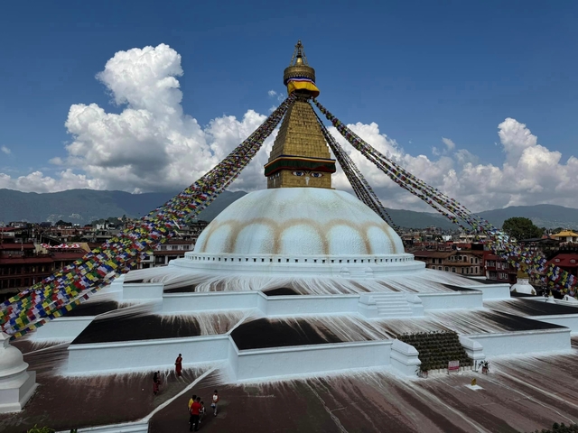 Stupa with prayer flags in Kathmandu.