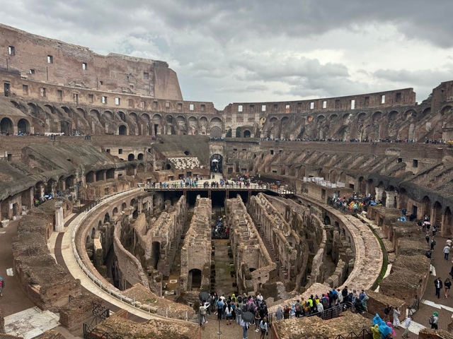       Interior view of the ancient Roman Colosseum
  