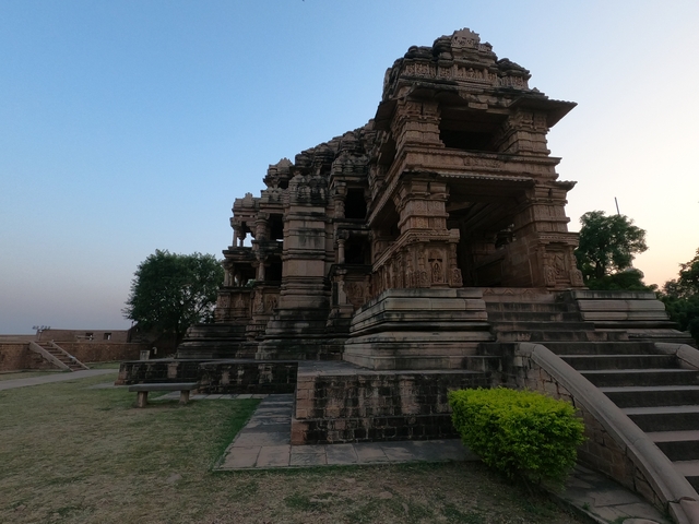 An ancient temple with detailed carvings.