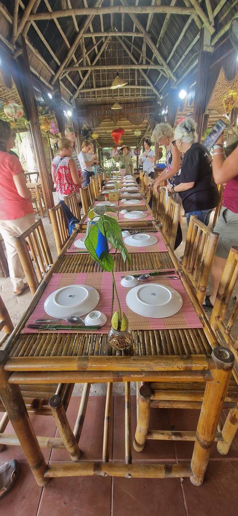 Table set for dining with wooden chairs