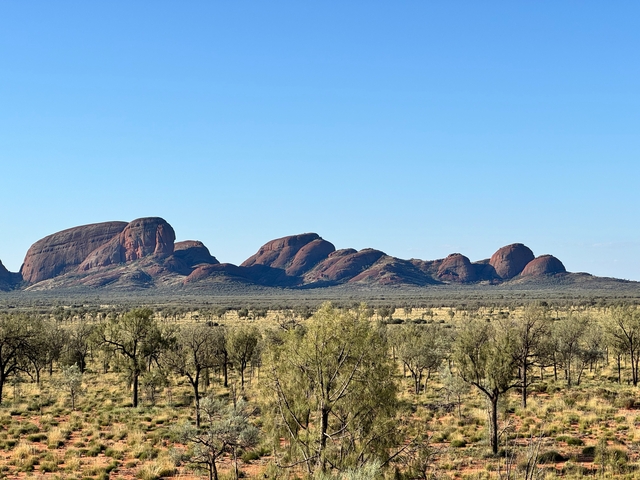 Kata Tjuta rock formations under a clear blue sky