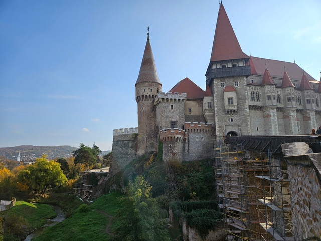 Medieval castle with multiple towers.