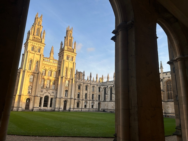       All Souls College in Oxford with Gothic architecture.
  