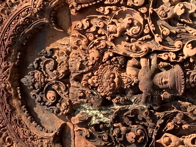 Intricate stone carvings with religious motifs.