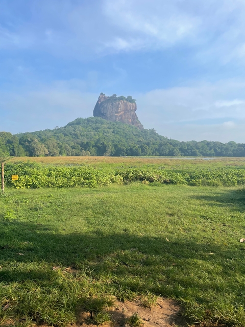       Sigiriya Rock in a lush green landscape.
  