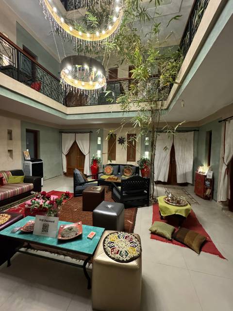       Interior courtyard with seating area.
  