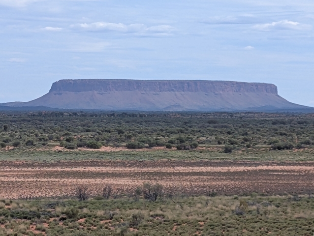 Flat-topped mesa viewed from a distance.
