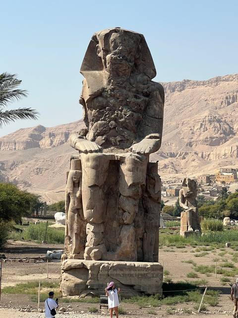       Close-up of an ancient statue.
  