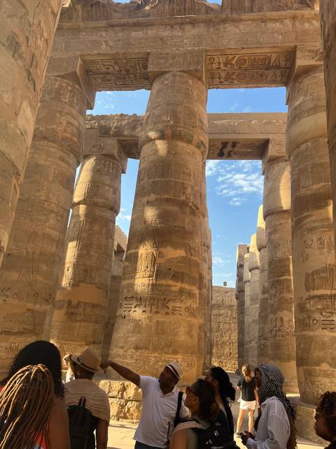       Ancient columns with hieroglyphs.
  