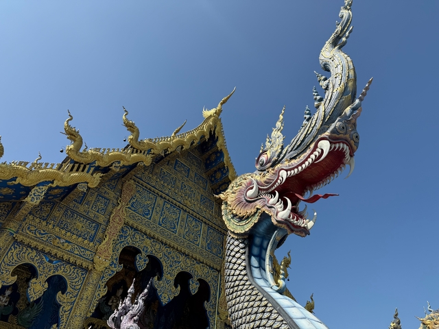 Colorful dragon sculpture in temple.