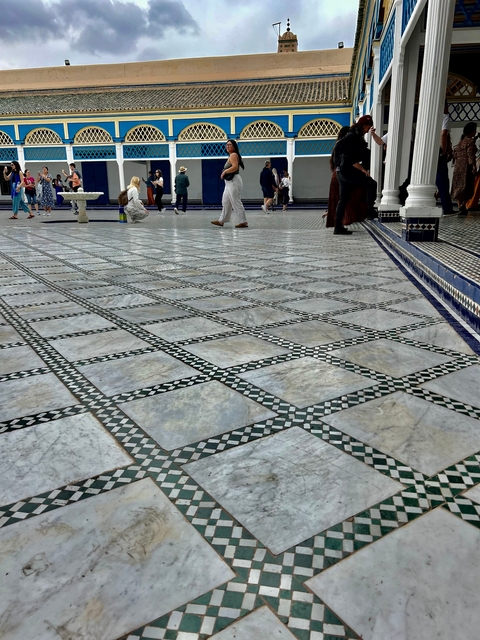 Decorative tiled floor in a Moroccan building.