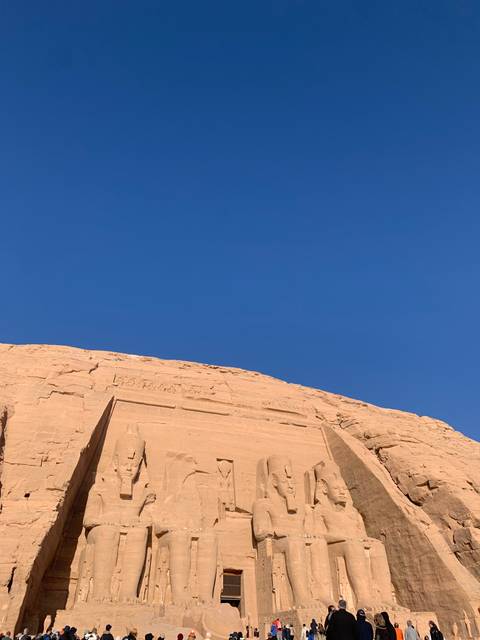 An ancient Egyptian temple wall with engravings.
