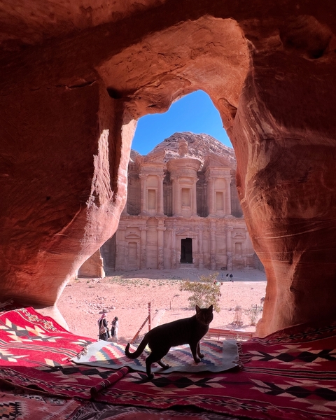 Rock-cut temple facade at Petra.