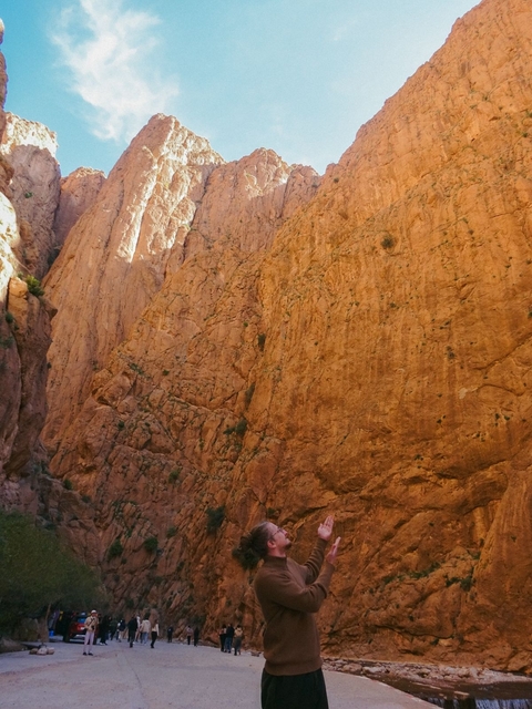       Tall, rugged canyon walls in a gorge landscape.
  