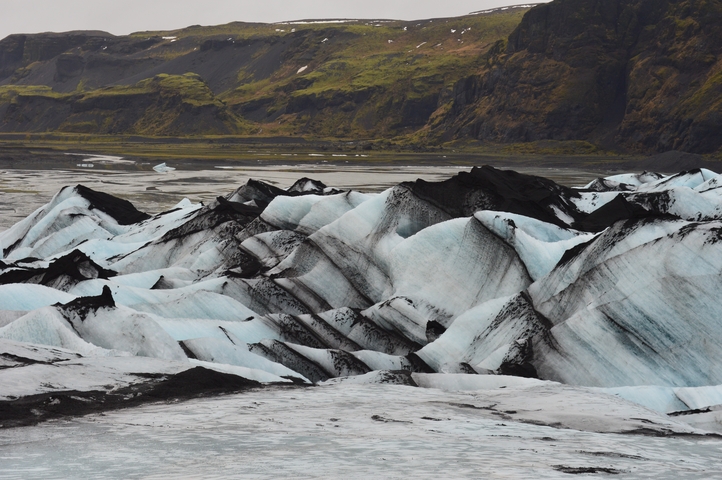       Snowy glacier landscape with scenic view.
  