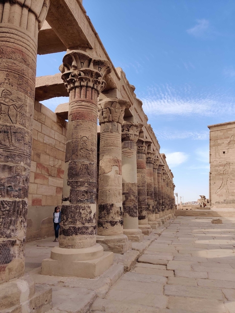       Ancient columns with intricate carvings.
  