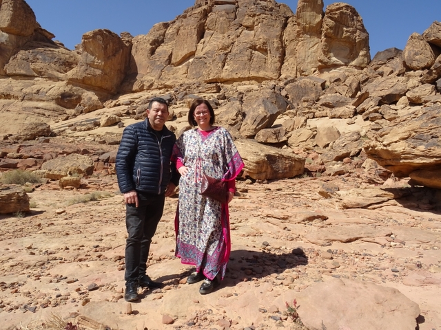 Couple in front of rocky formations