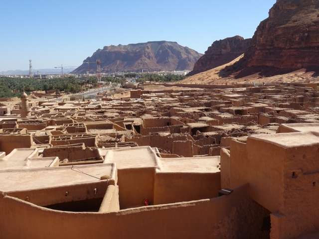       Ancient town ruins with mountain
  