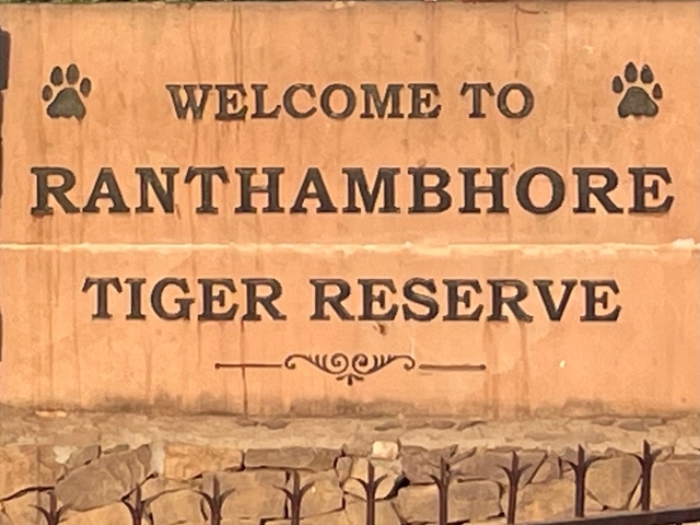 A sign welcoming visitors to Ranthambore Tiger Reserve.
