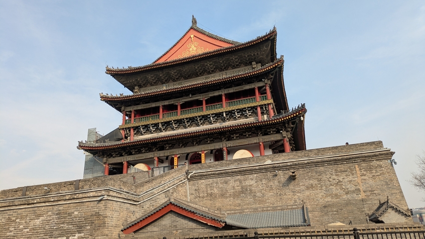 Traditional Chinese fortress with intricate architectural details.