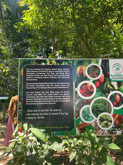       Informational sign about a spice garden.
  