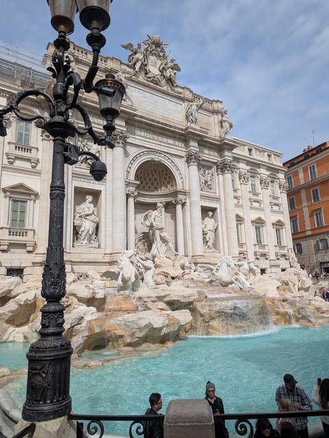       Famous historic fountain with sculptures.
  