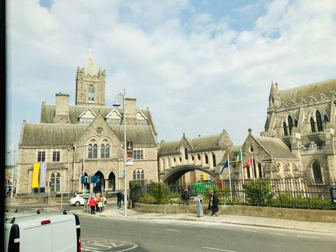 Gothic cathedral in a city.