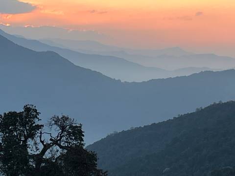 Beautiful layers of mountains during sunset.