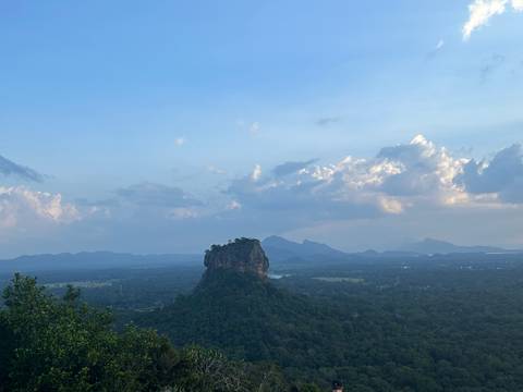 Distant view of Sigiriya rock fortress.