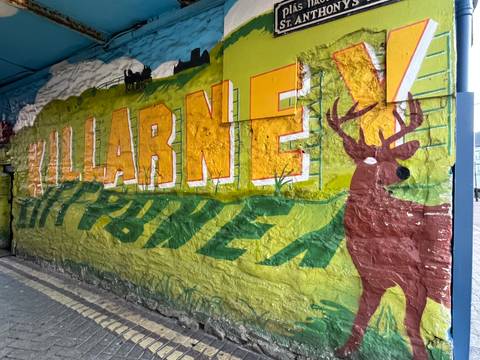 Colorful mural with large lettering of Killarney.