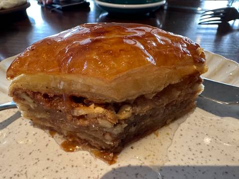       A piece of baklava dessert.
  
