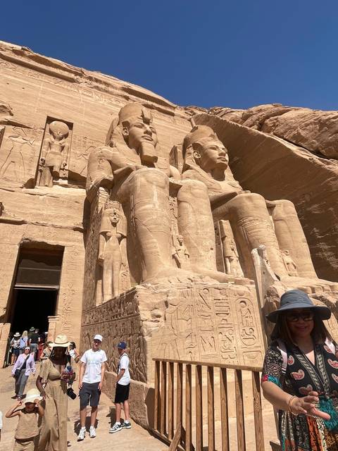 Close-up view of the statues at Abu Simbel.