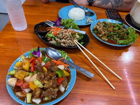 Colorful and vibrant Asian food spread.