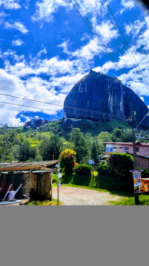       View of a distinctive large rock formation.
  