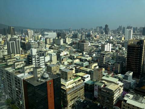       Cityscape with densely packed buildings.
  